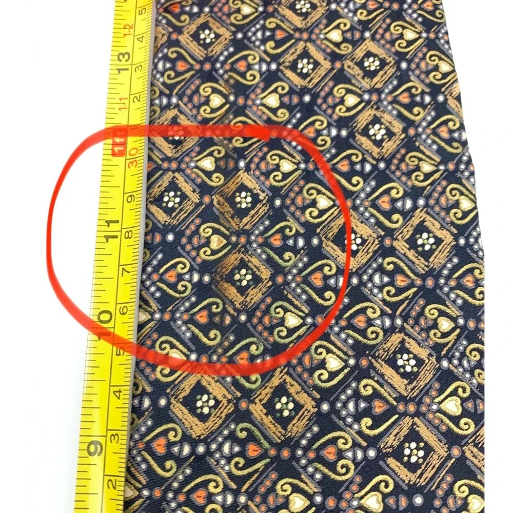 BRIONI Roma Black Gold Orange Gray Tie Mens Hearts Circles Art Necktie 60
